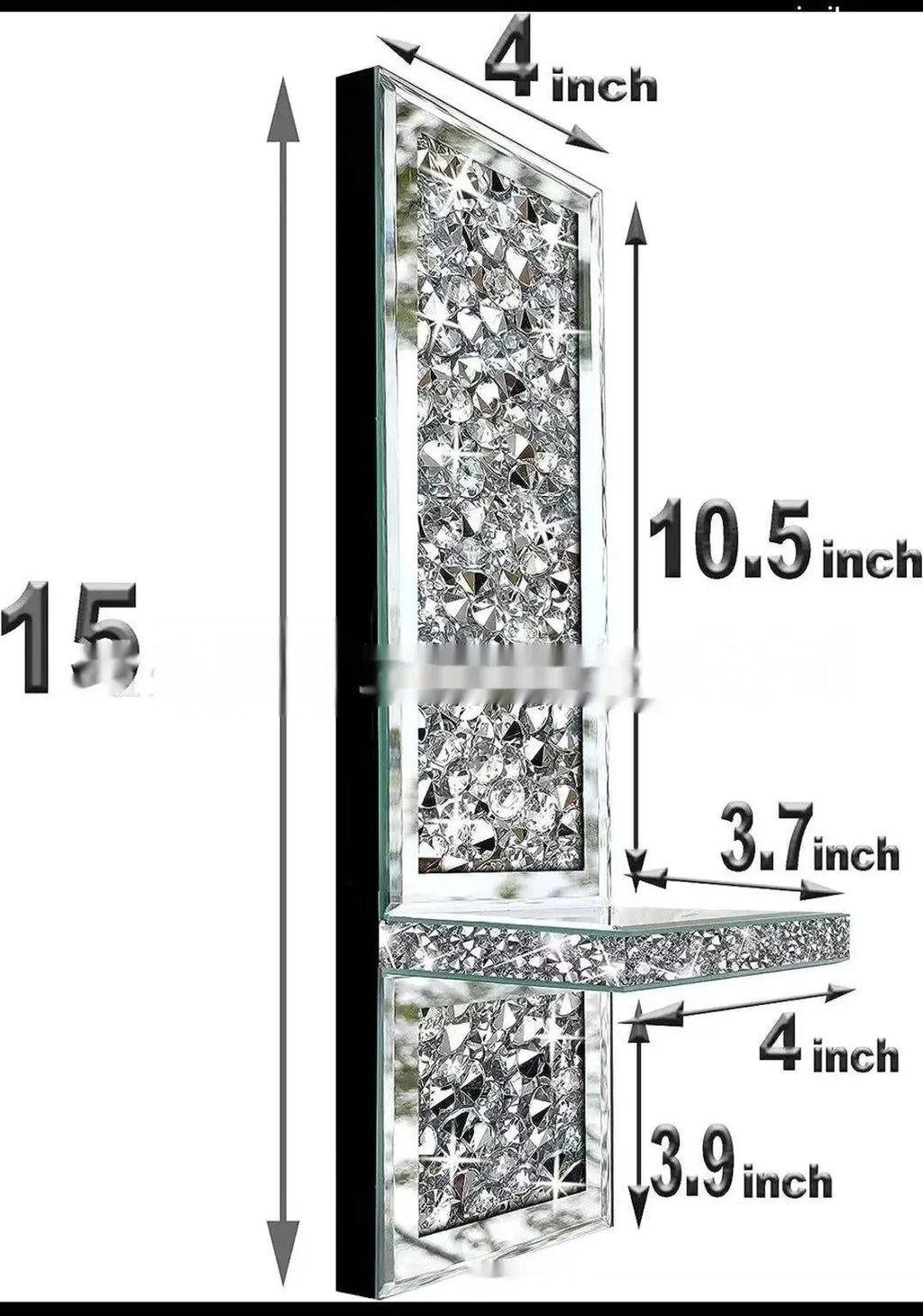 Pair of silver mirror finish glass candle holders with crystal candlestick design for wall hanging