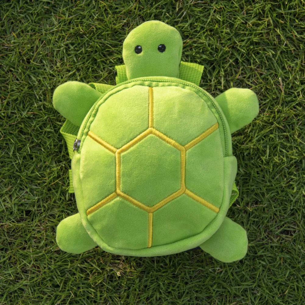 Turtle-shaped dog backpack harness with metal zipper in four colour options on small dog