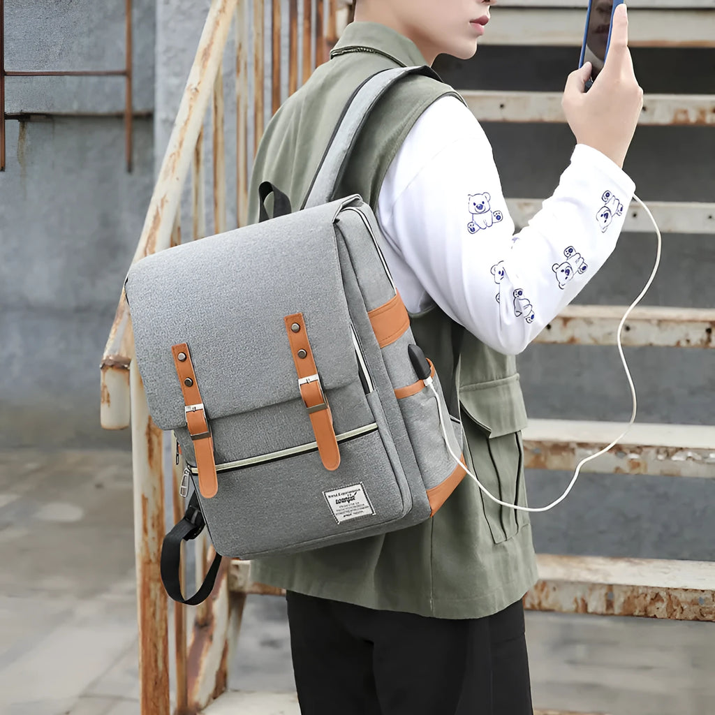 Three-piece large capacity business backpack in Oxford cloth, shown in wine red colour