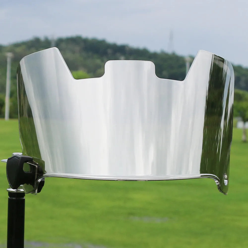 American style rugby helmet goggles in a multicolour option, showing attachment to a rugby helmet.