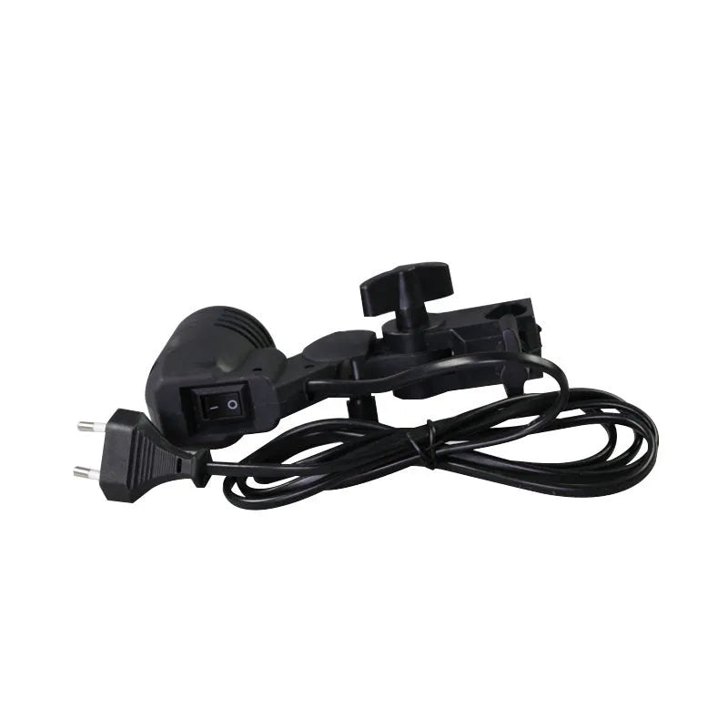Black photographic lamp holder with E27 screw port and 1.8 metre power cords for studio lighting