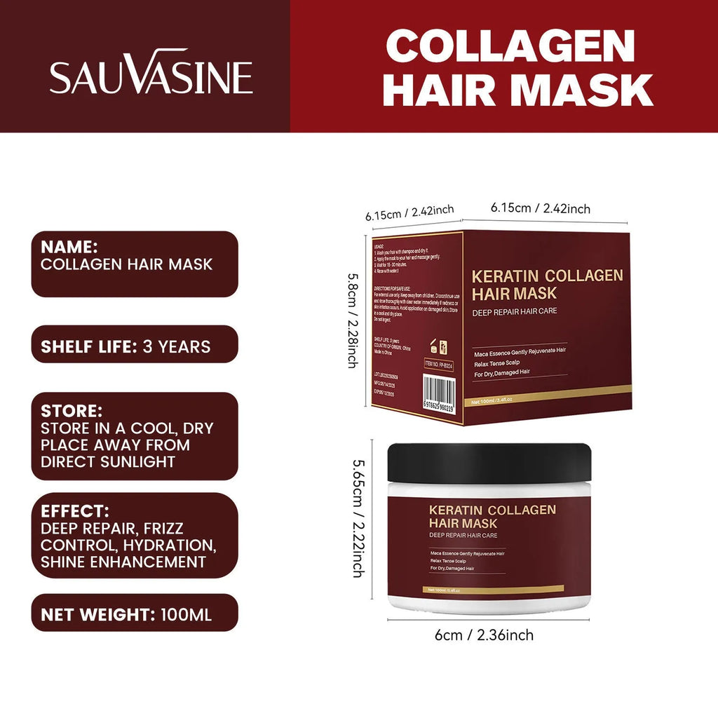 100ml collagen hair mask bottle for moisturising and repairing dry damaged hair