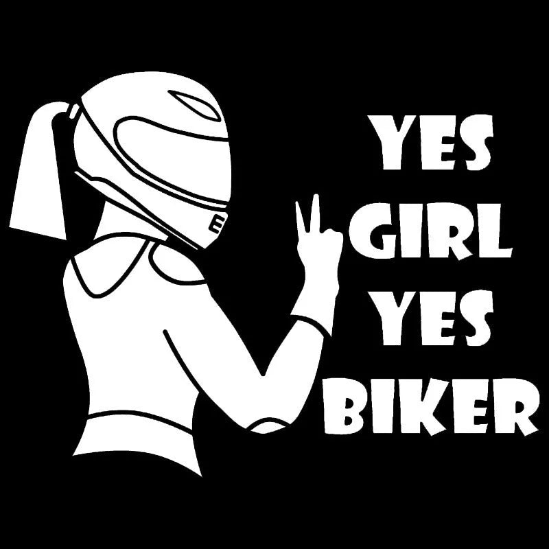 Cool girl rider character design waterproof car sticker on a vehicle panel.
