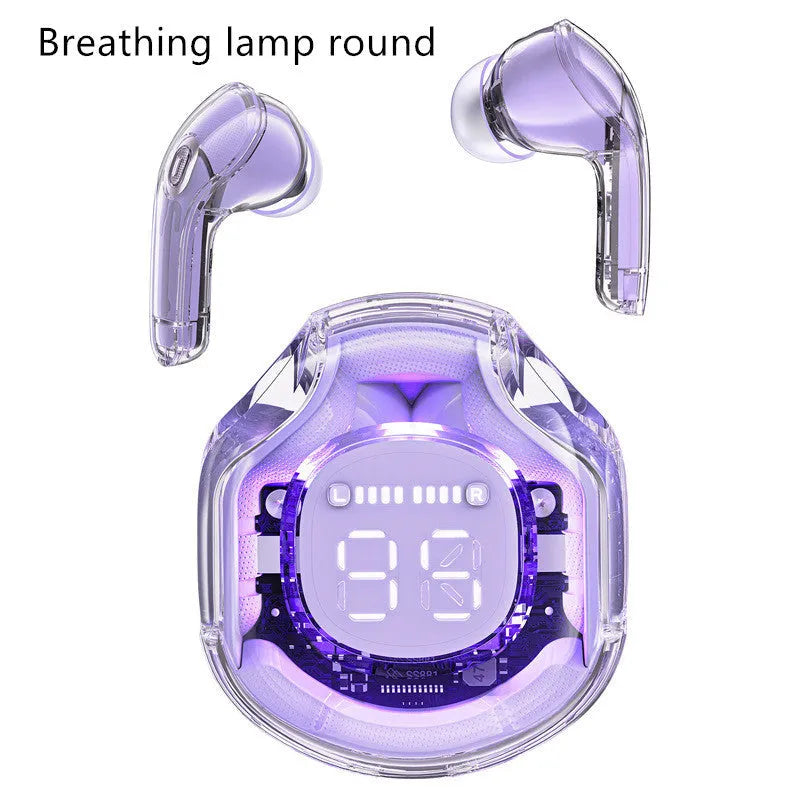 Transparent Bluetooth wireless earphones in five colour options with breathing light feature