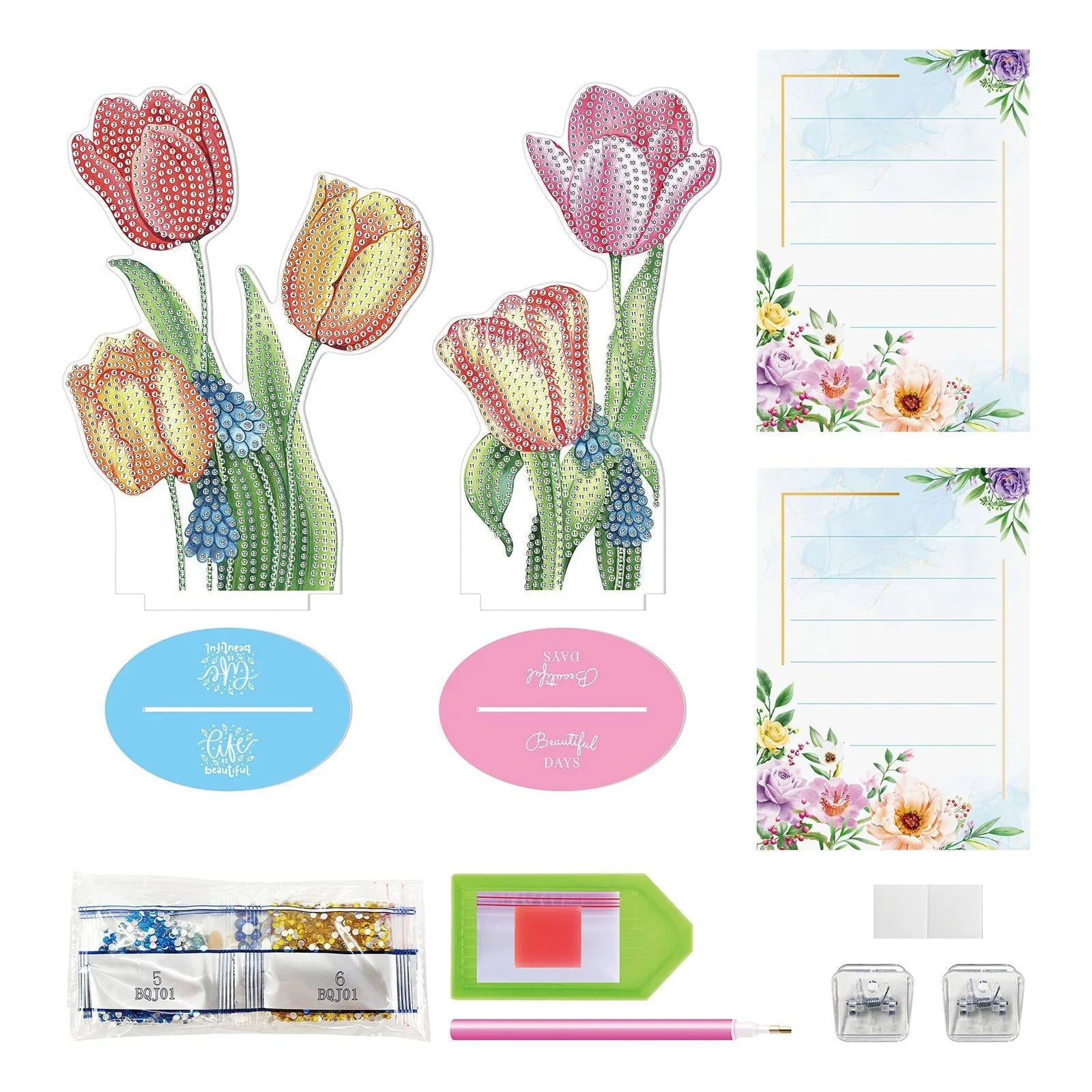 Diamond painting decorative note clip with handmade American style craft on desktop