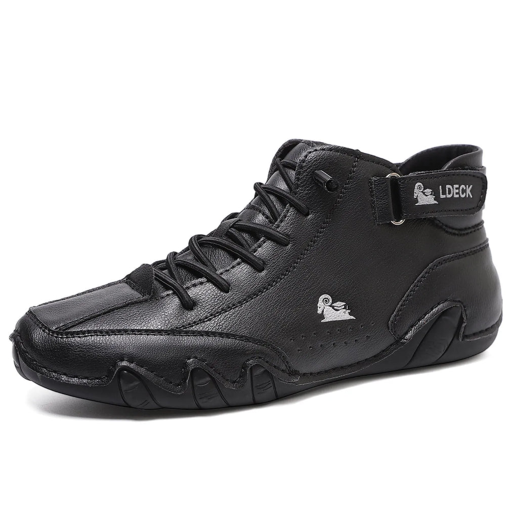 Men's high top octopus shoes in black colour with rubber sole and microfiber upper