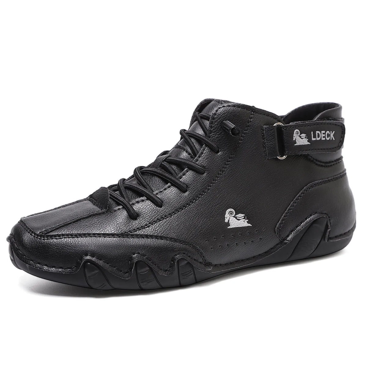 Men's high top octopus shoes in black colour with rubber sole and microfiber upper