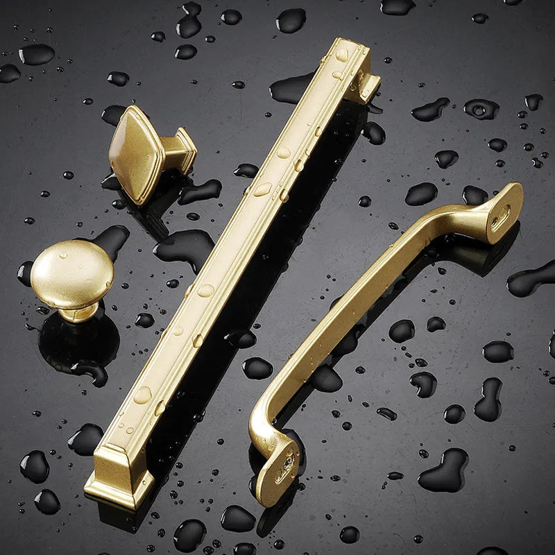 Gold T shape single hole cabinet handle with aluminium alloy construction