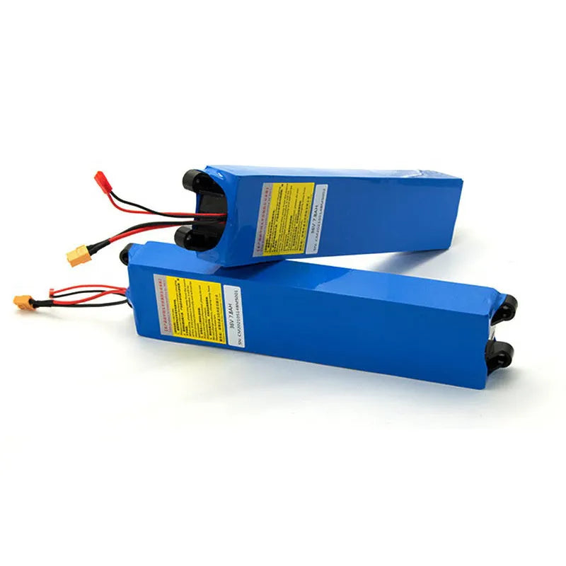36V electric scooter lithium battery pack showing three capacity options: 6.6Ah, 7.8Ah and 10.4Ah