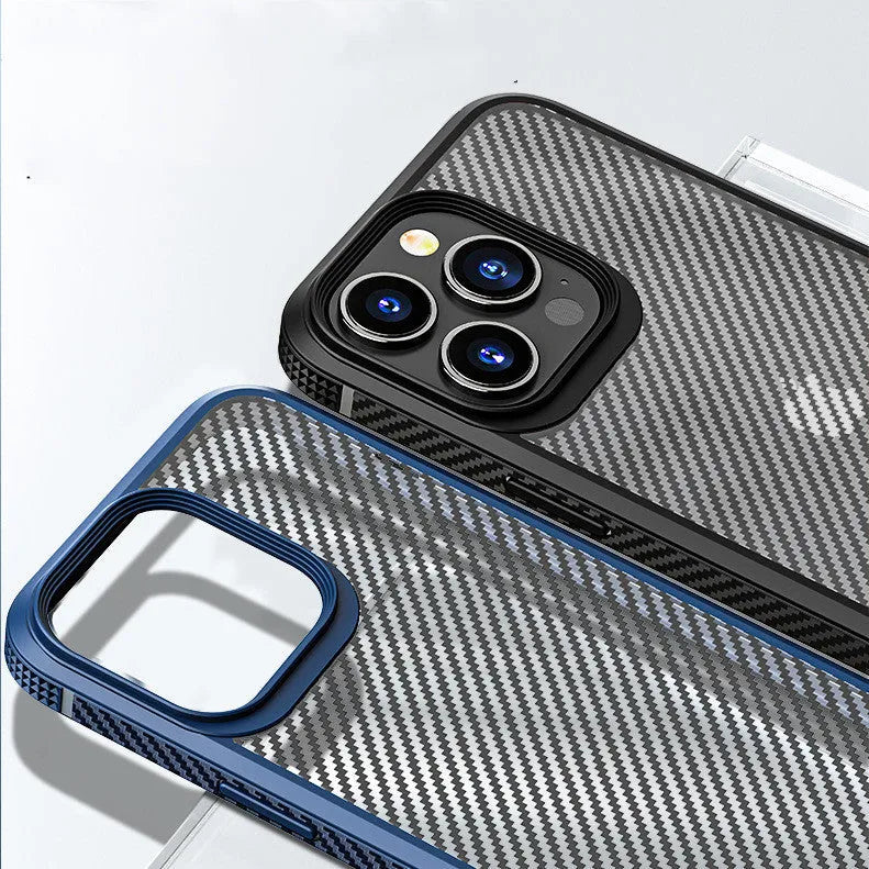 Black carbon fibre pattern protective case for Apple iPhone 13 series phones