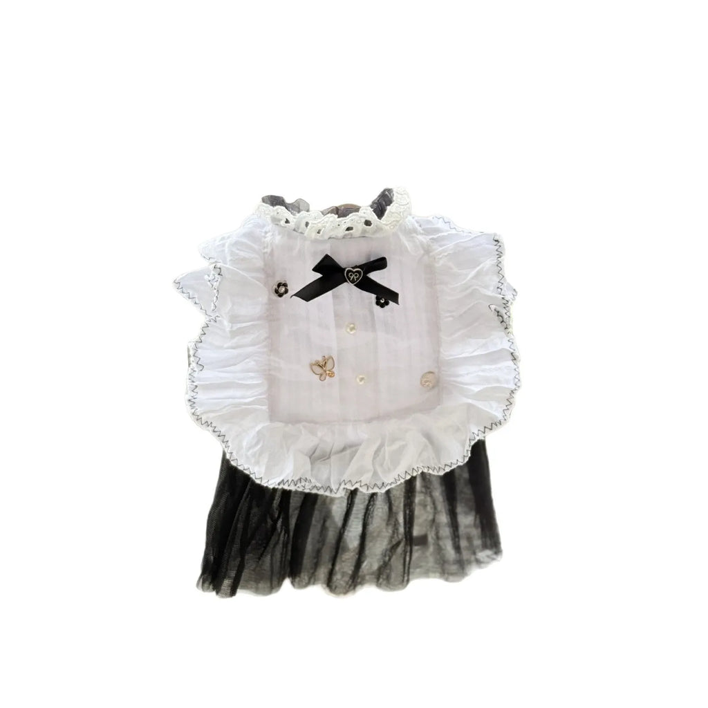 White yarn polyester waltz gauze skirt for small dogs, princess style pet clothing.