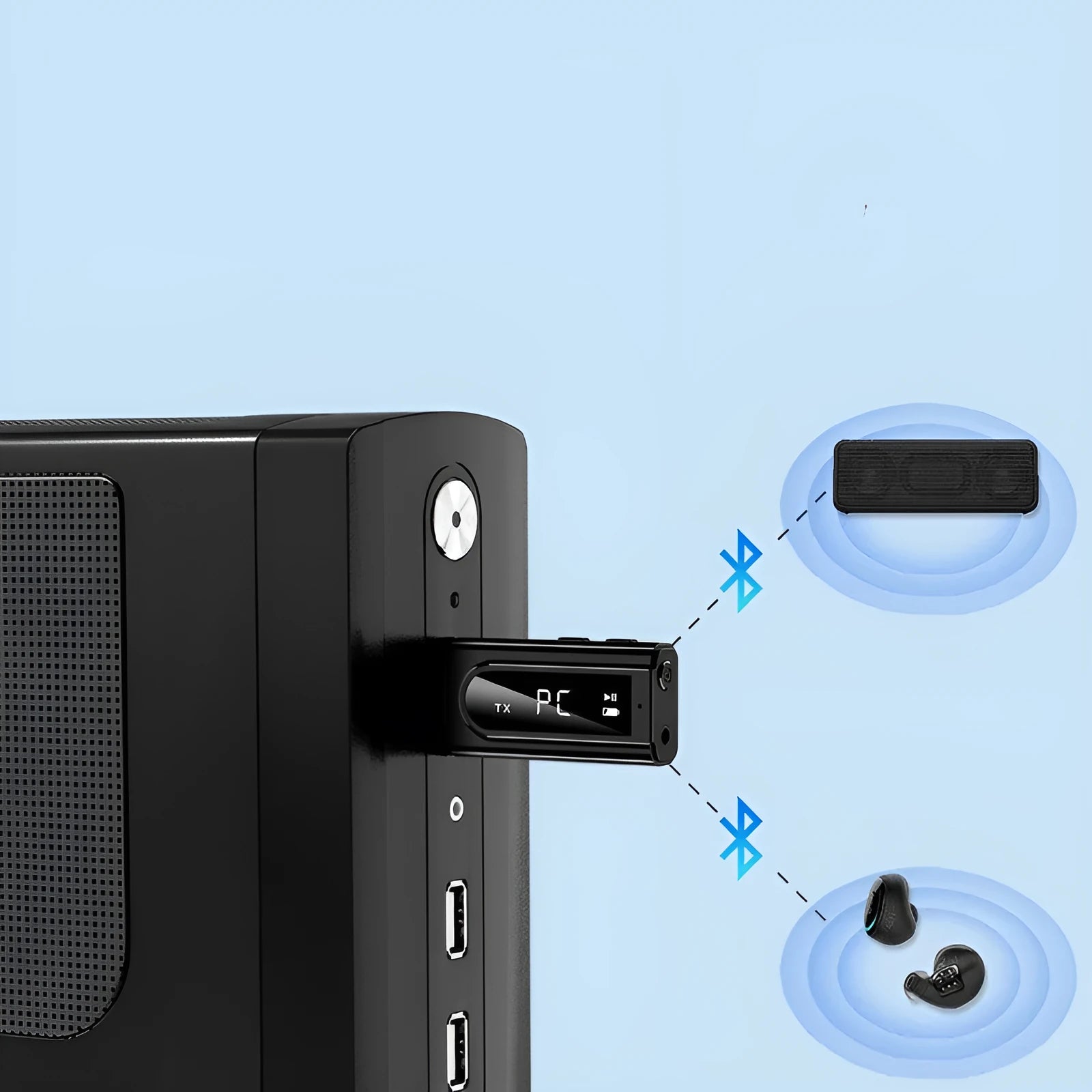 Black USB car FM bluetooth receiver transmitter with AUX port for MP3 playback