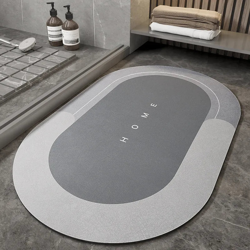 Lake Baikal Blue oval blended machine woven bathroom floor mat 40x60cm