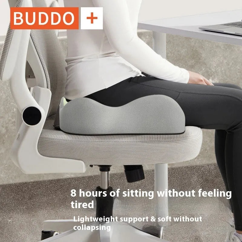 Memory foam seat cushion with waist rest support in blue and grey colour combination