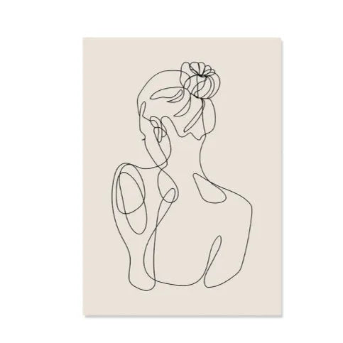 Boho abstract line art of an animal on a frameless canvas print available in multiple sizes.