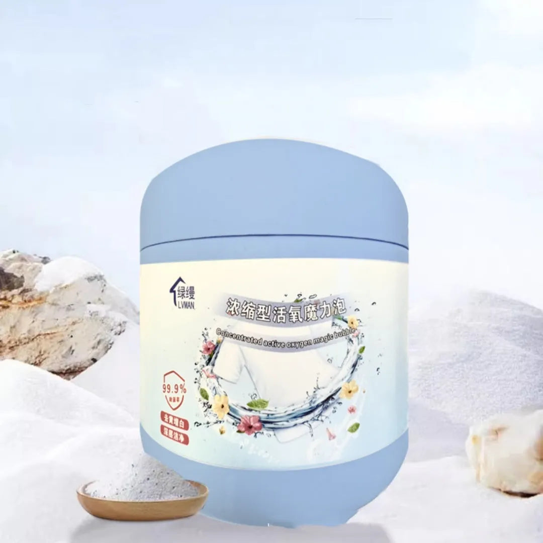 400g bottle of enhanced active oxygen bleaching powder for laundry stain removal.