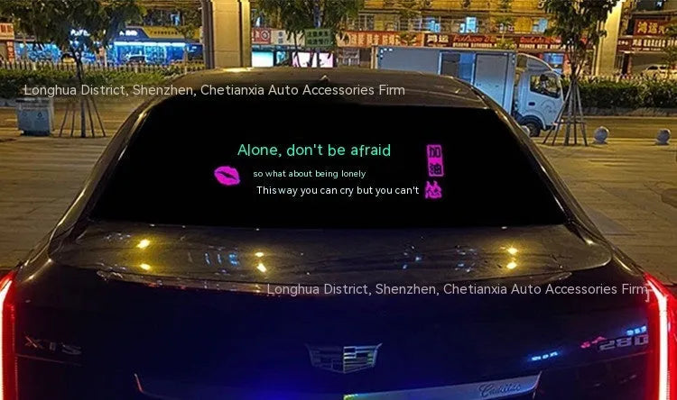 Voice control car rhythm light with 90 by 25cm electroluminescent panel showing music sync patterns
