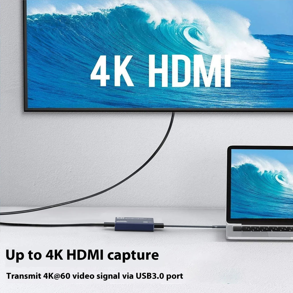 Black 4K gaming set-top box with audio recording functionality and universal system compatibility