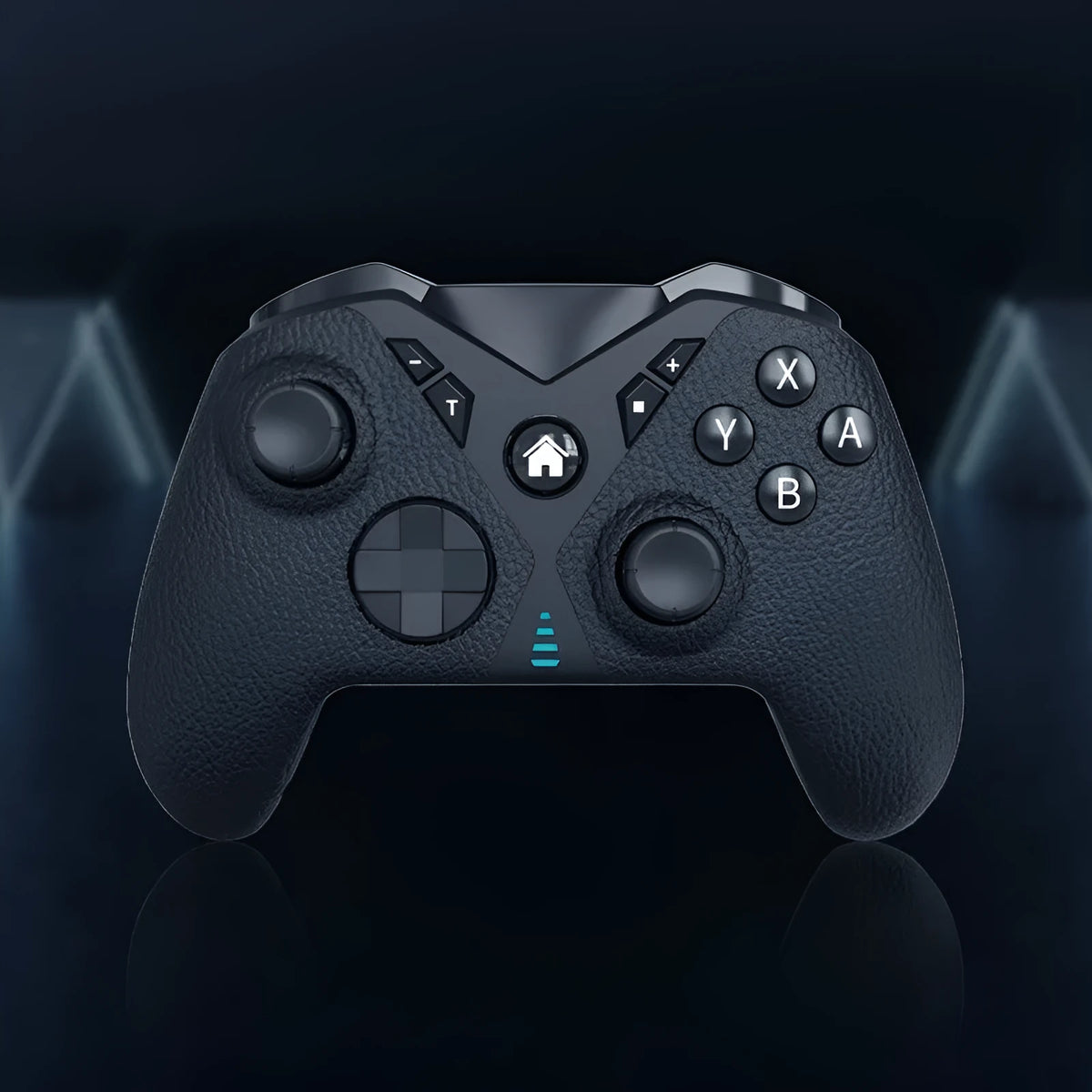 Black wireless game controller with leather texture for Nintendo Switch and mobile phones