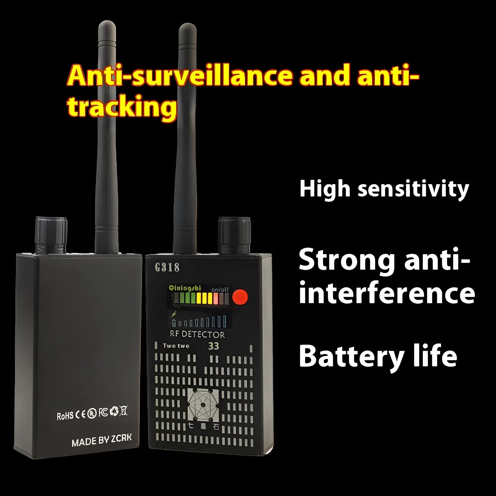 G318 Professional anti-theft anti-eavesdropping RF signal detector unit.