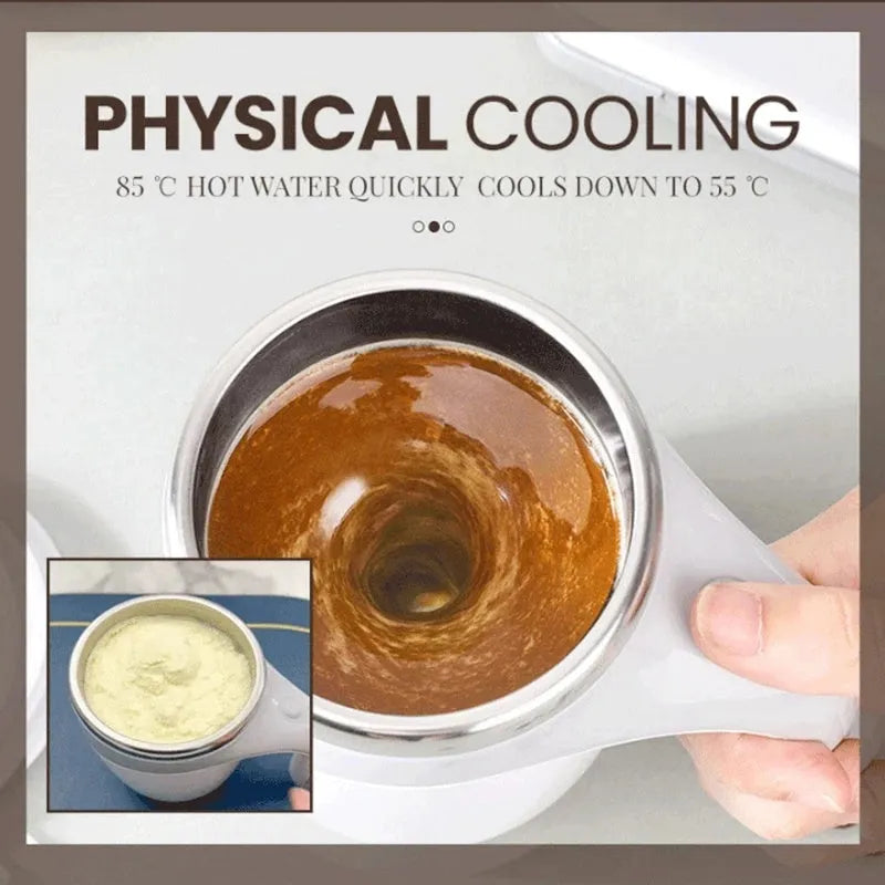 Rechargeable automatic stirring cup with ABS shell and 304 stainless steel liner, 301-400ml, white or brown