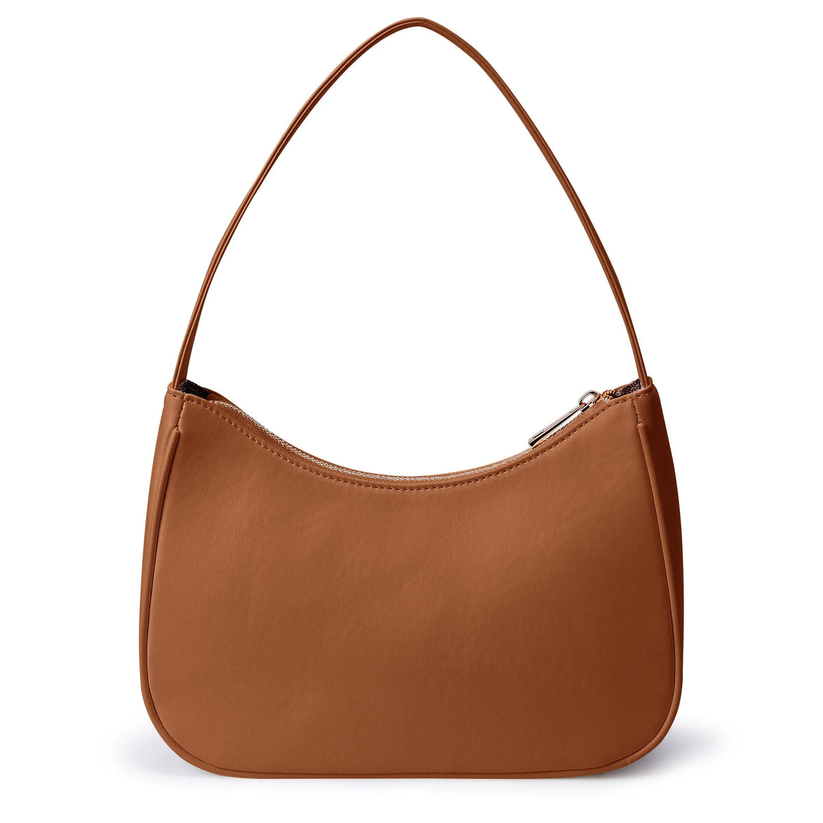 Apricot coloured retro waterproof shoulder bag with adjustable strap made from PU material