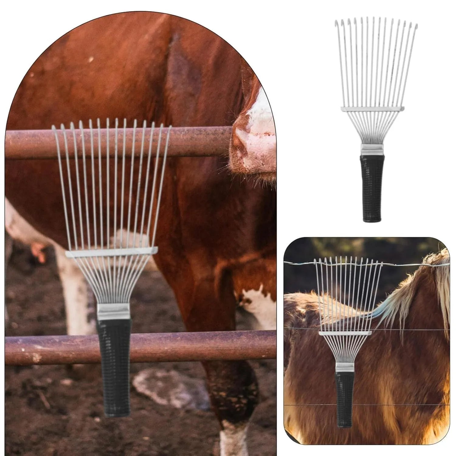 Stainless steel dematting brush rake comb for grooming dogs and horses