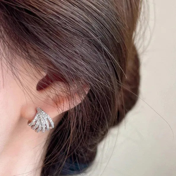 Geometric design zircon earrings with platinum electroplating finish for women