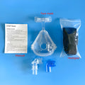 Transparent CPAP breathing mask with silicone construction and PC elbow adapters for ventilator connection