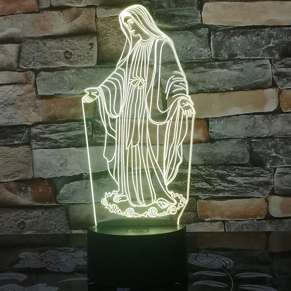 3D LED night light with laser-engraved acrylic plate showing dual ring pattern illumination
