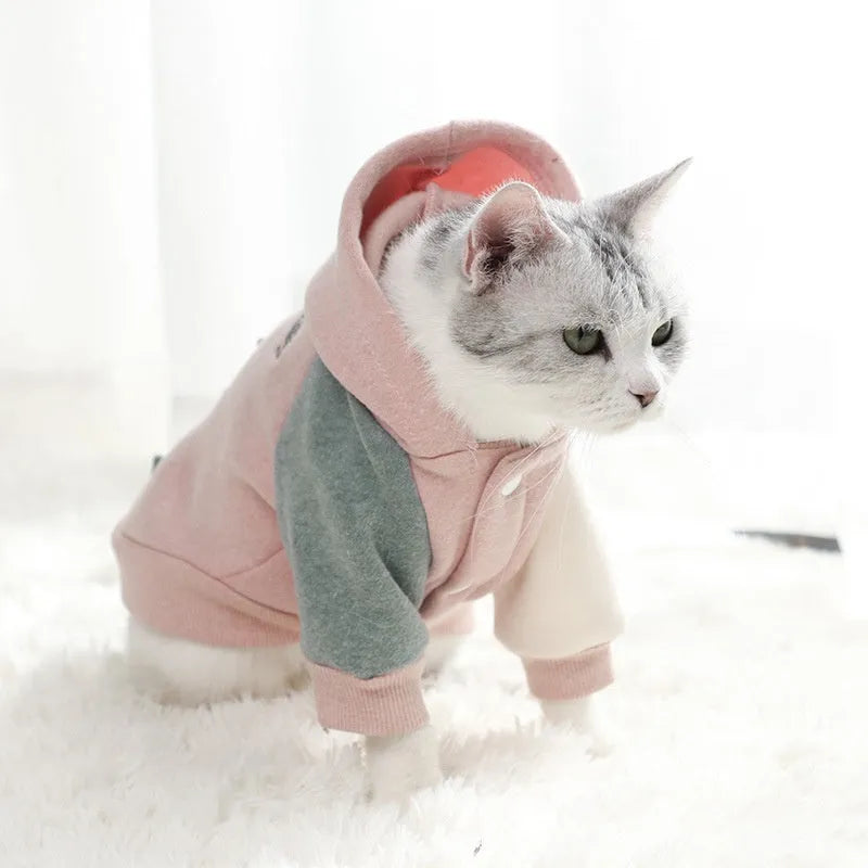 Cotton pet sweatshirt for dogs and cats in brown, green, and pink colours