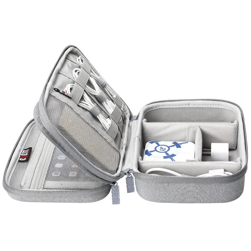 Black and grey EVA digital storage bag for headphones and accessories