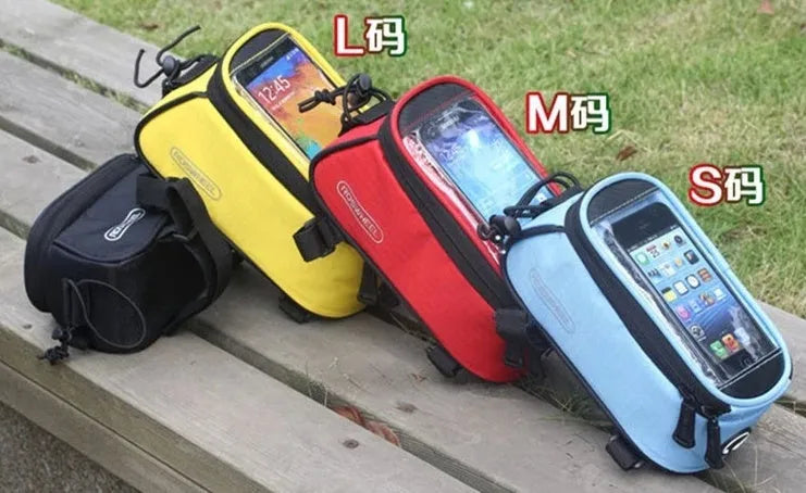 ROSWHEEL PVC bicycle frame bag holder for iPhone in black, blue, red, yellow colours