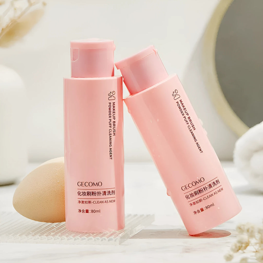 Makeup brush and beauty blender cleaning kit with detergent bottle and spray bottle