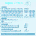 Custom watercolour cat design PBT keycap set for mechanical keyboards, showing 138 or 158 keys in a box.