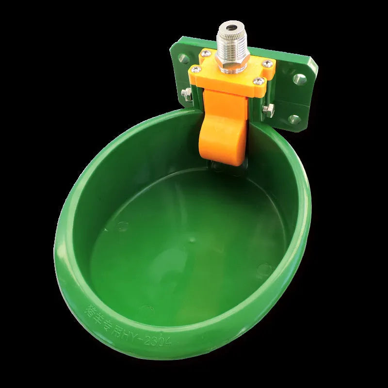 Green engineering plastic drinking bowl with water nozzle for sheep and pigs livestock watering