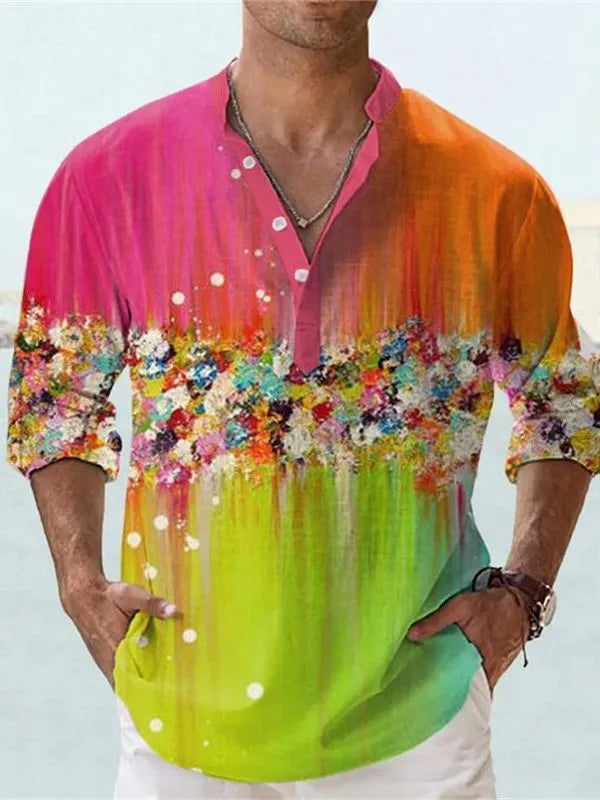 Short sleeve striped shirt in bamboo hemp fabric with European and American sizing