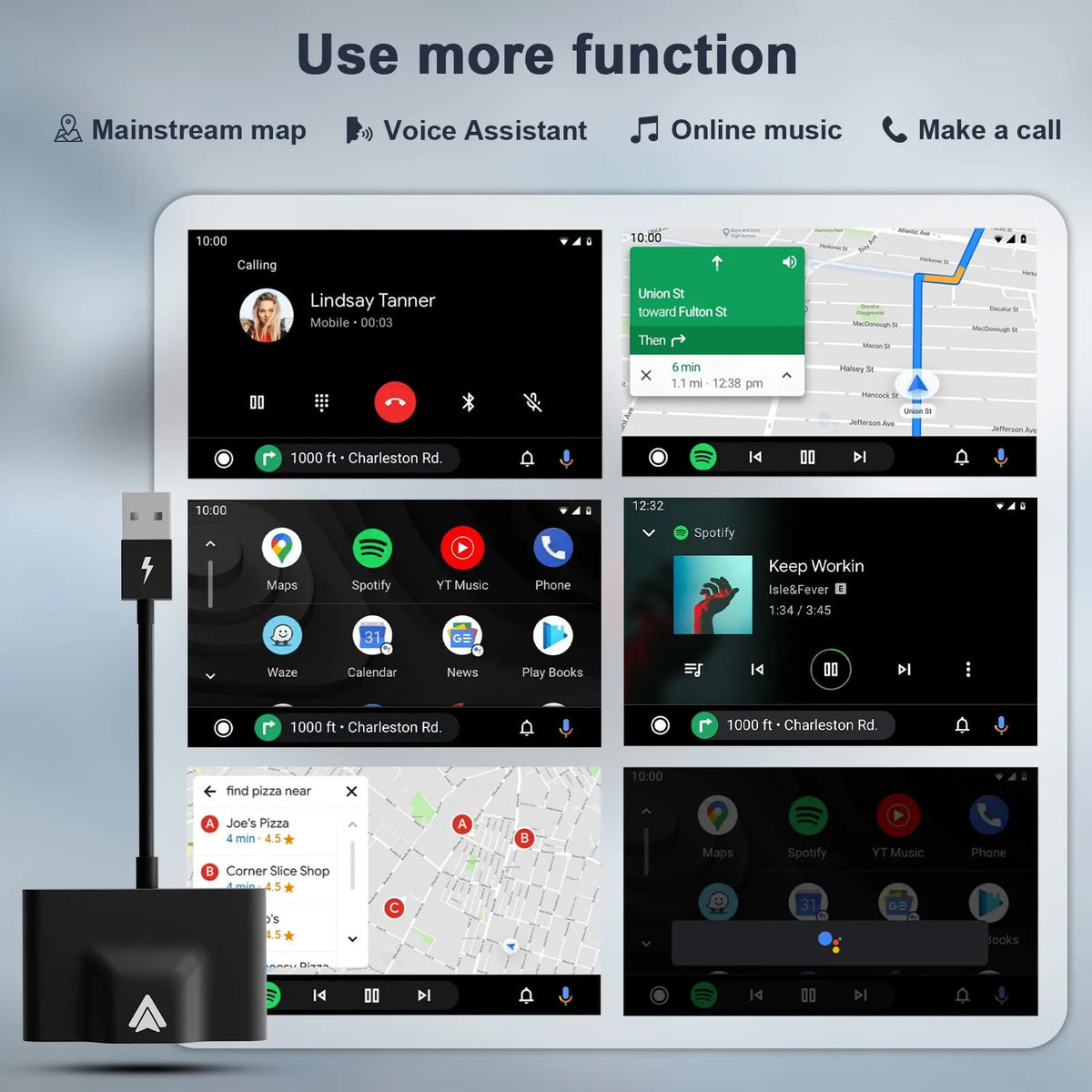 Car wired to wireless Android system adaptor for CARPLAY vehicles in black and white options