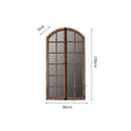 Terrace Distressed Fake Window Wall Mirror in log colour wooden glass