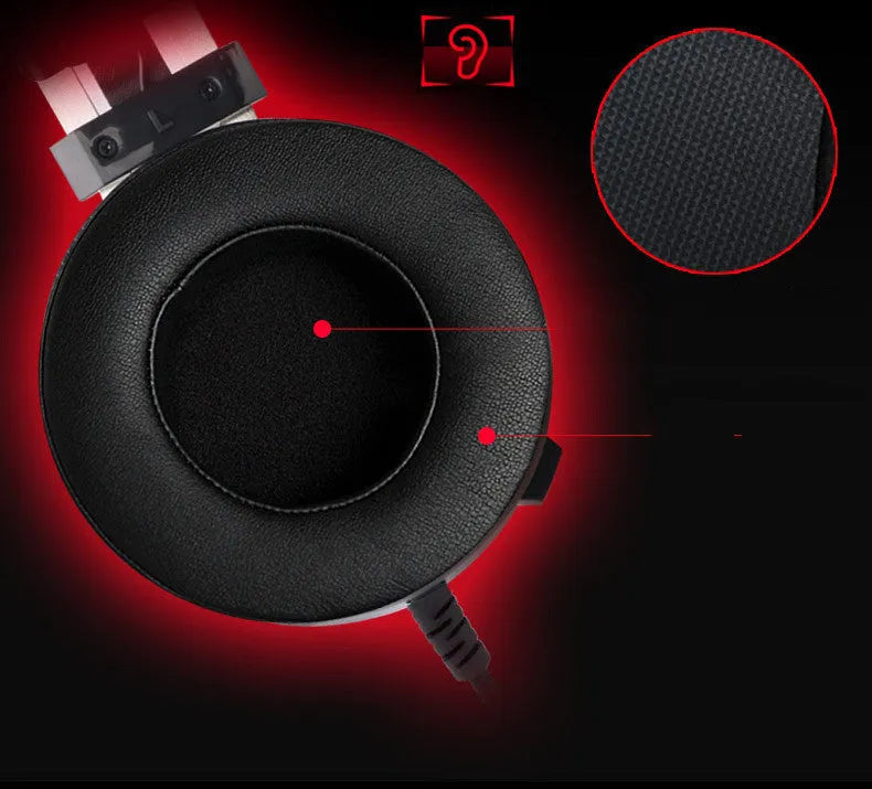 Black wired computer gaming headset with 3.5mm audio jack and 2-metre cable