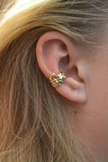 Gold women's earrings with starfish and scallop beach designs on alloy construction