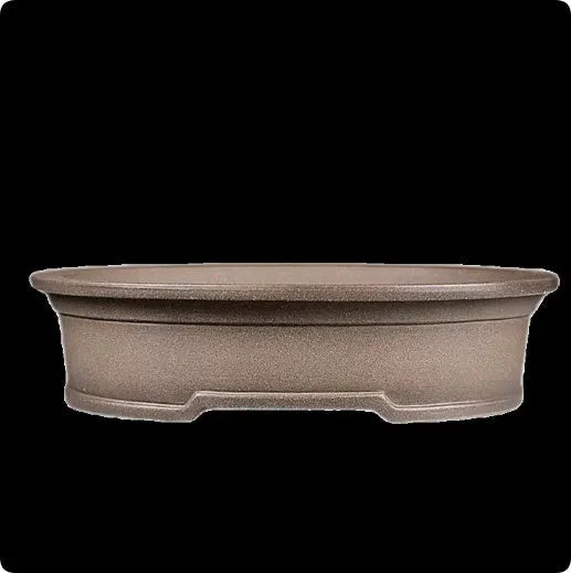Handmade antique oval purple sand bonsai flower pot measuring 25x21x6.3cm