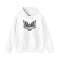 White unisex cotton blend pullover hoodie with hood and long sleeves