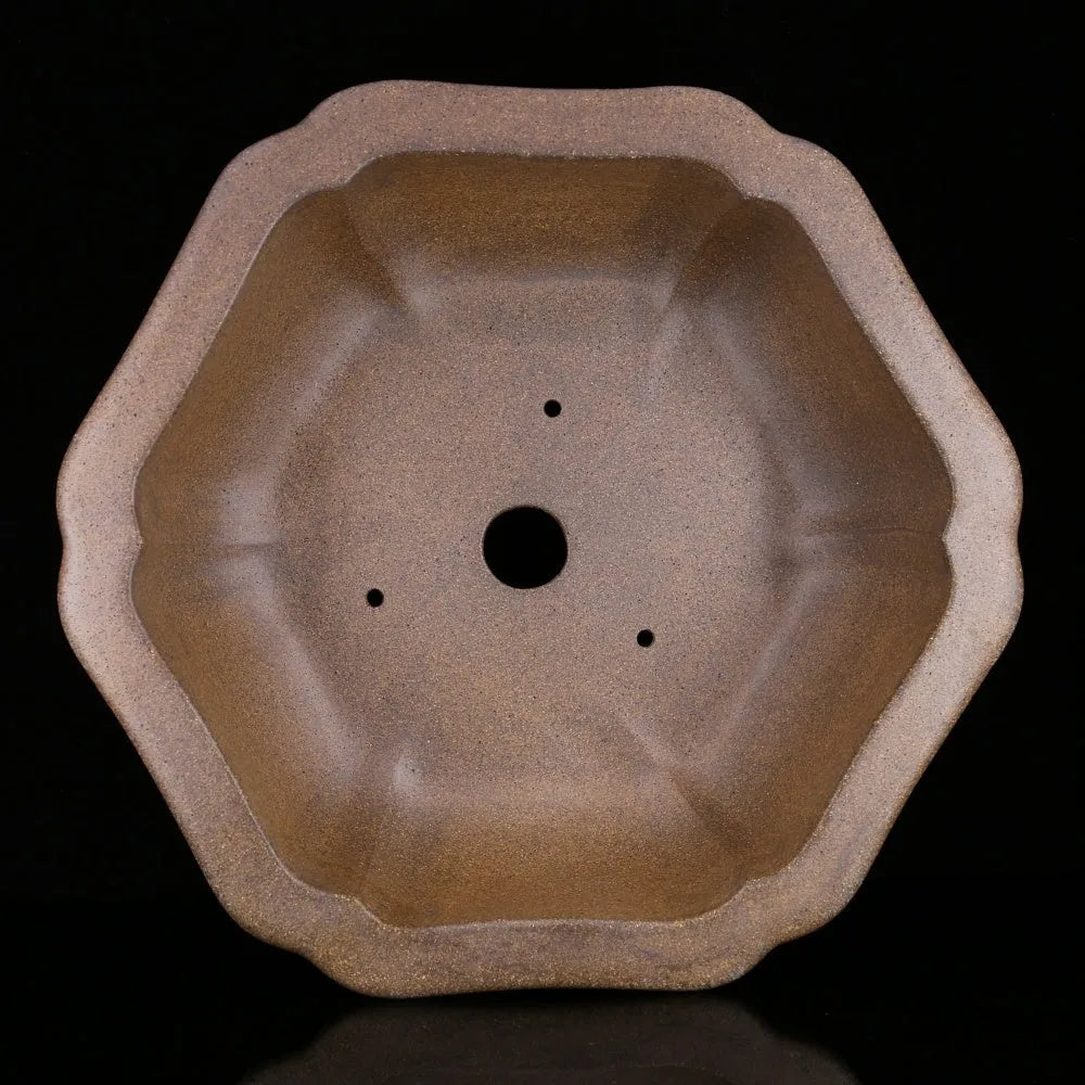 Large handmade purple sand flower pot showing hexagonal and begonia basin style options