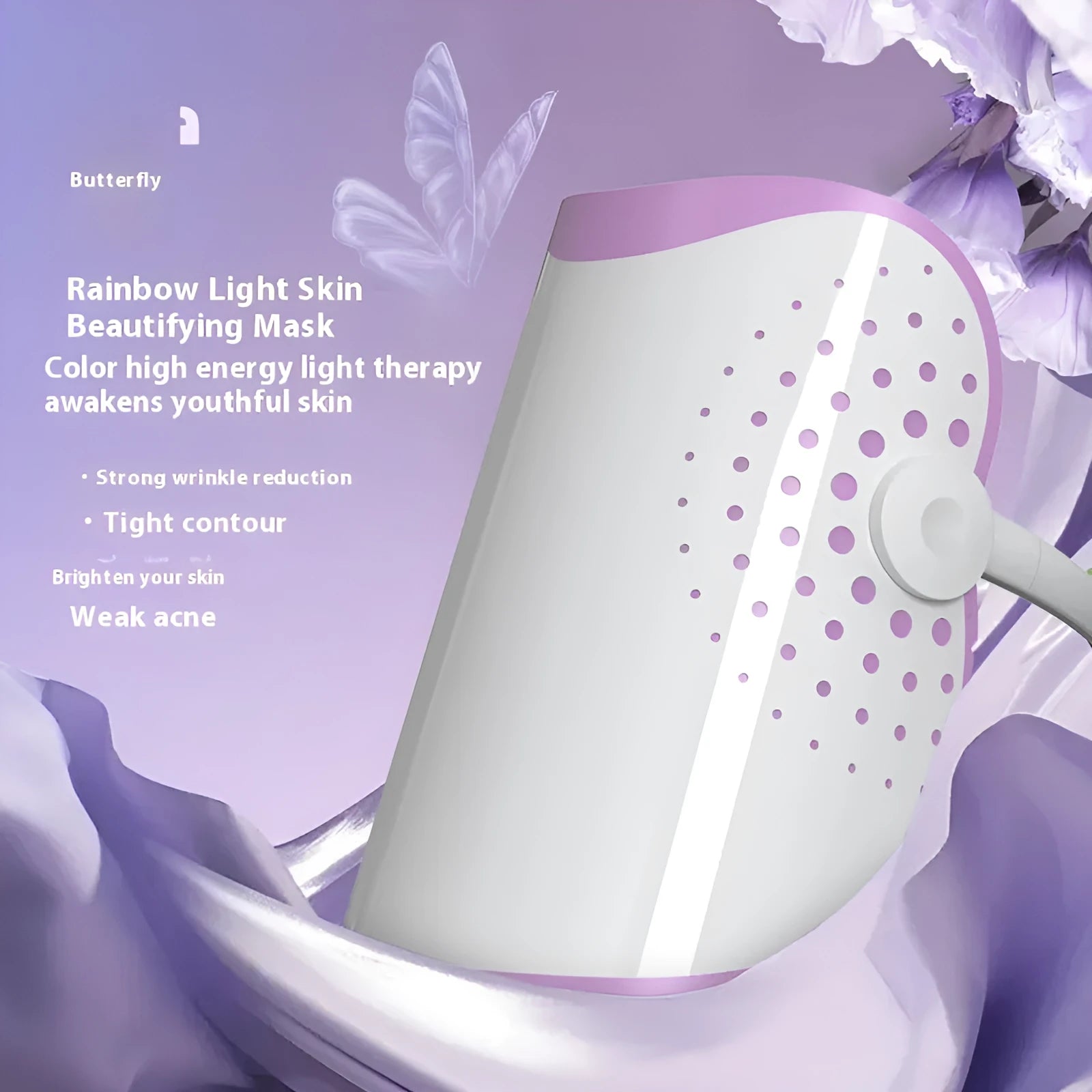 White and purple photon IPL beauty mask spectrometer for household colour light therapy