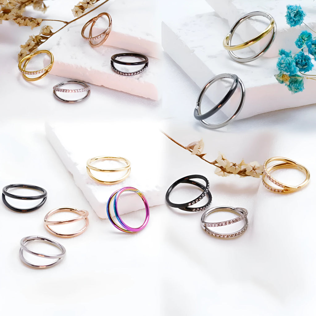 Titanium alloy fork nose ring body jewellery in silver, gold, black, rose gold and colourful finishes