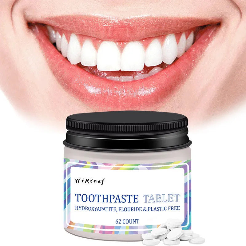 TP19 solid toothpaste tablets in portable 62-piece pack for cleaning without traditional tube