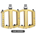 Bicycle pedal with integrated LED lights in aluminium alloy construction showing colour options