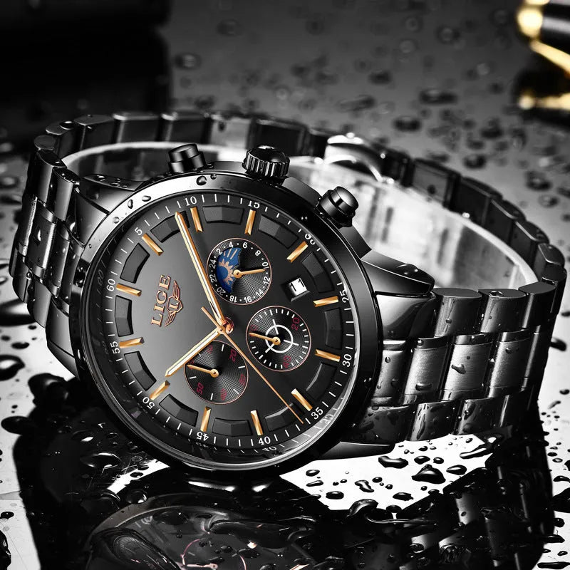 Men's waterproof quartz sports watch in four colour options with 12mm thickness