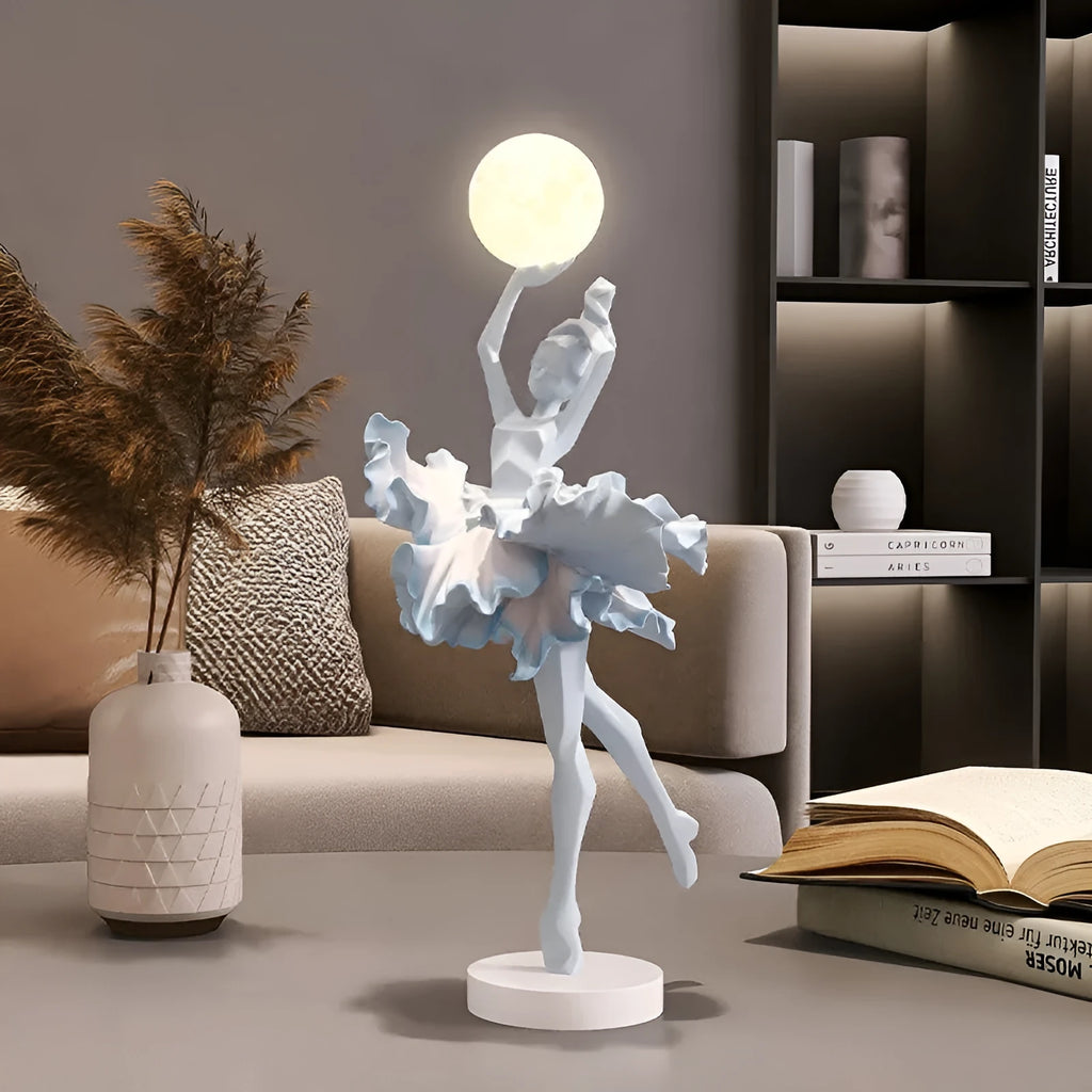 Art Girl atmosphere night lamp in resin with USB charging, showing colour options